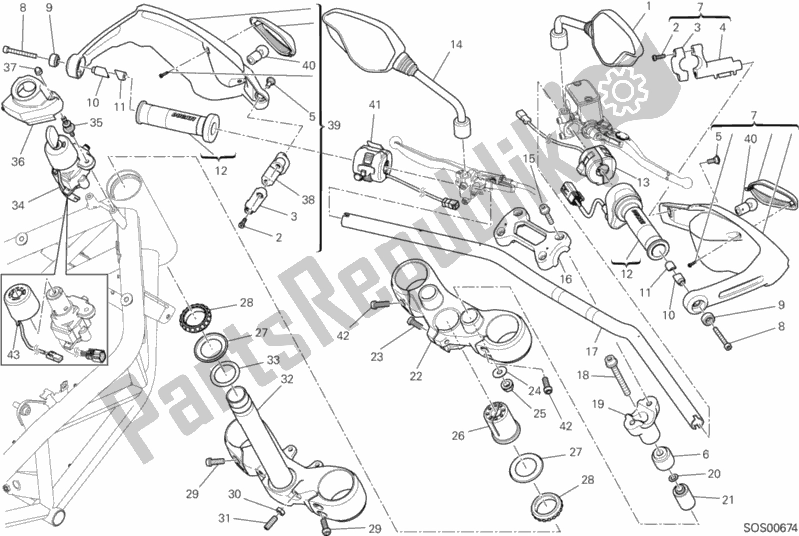 Toutes les pièces pour le Guidon Et Commandes du Ducati Hypermotard Hyperstrada USA 821 2014